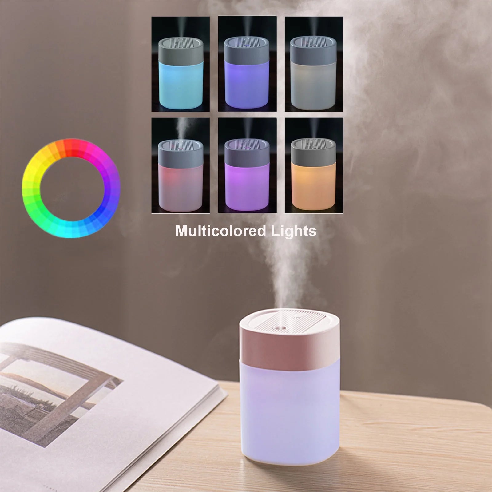 Portable Mini USB Humidifier with Light, 200 ML Quiet Cool Mist Humidifier for Bedroom and Office, Plants, Easy to Clean, Home Supplies